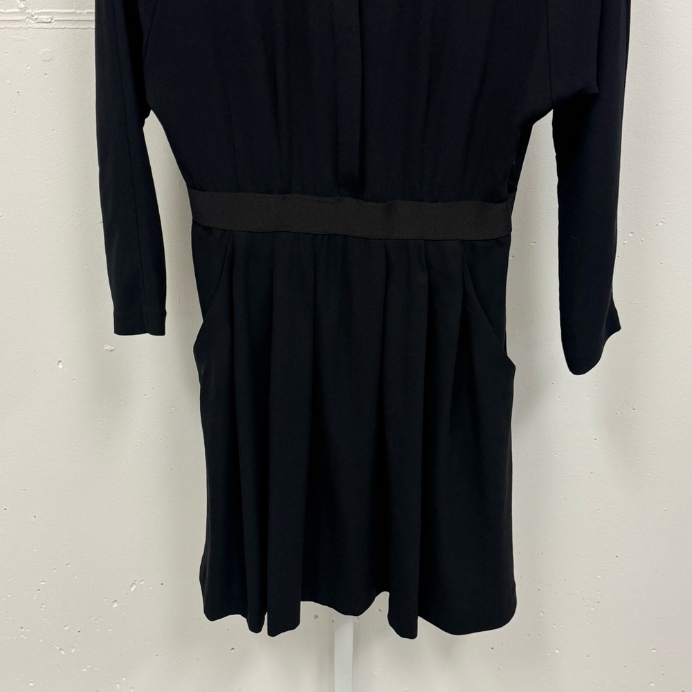 Theory Clemira‎ Intellect Mini Shirt Style Long Sleeve Dress Black Sz 6 - Picture 5 of 13
